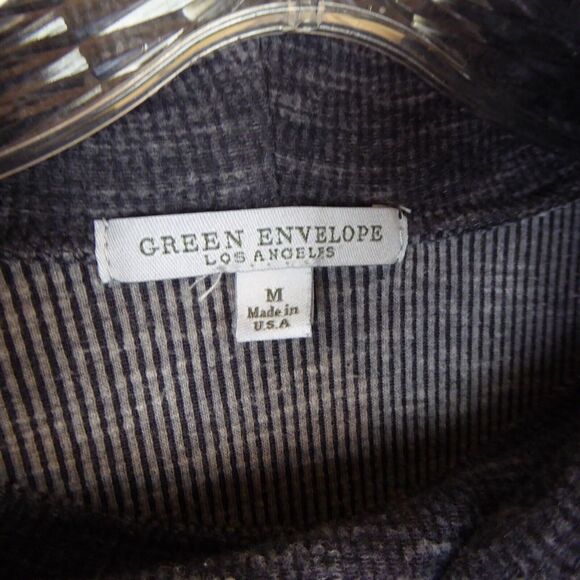 Green Envelope Sweater Women's Medium Gray Cowl Neck High Low  USA Made - Picture 2 of 11
